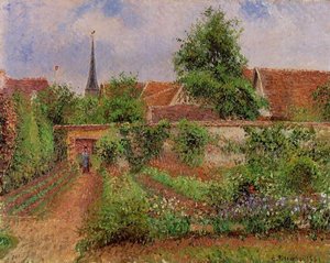 Vegetable Garden In Eragny, Overcast Sky, Morning — Camille Pissarro, Impressionism