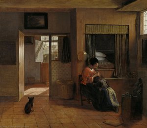Interior With A Mother Delousing Her Child-s Hair Known As - A Mother-s Duty- — Pieter De Hooch