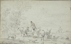 Landscape With A Herd And Two Farmers — Nicolaes Pietersz Berchem