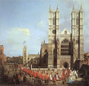 London: Westminster Abbey, With A Procession Of Knights Of The Bath — Canaletto