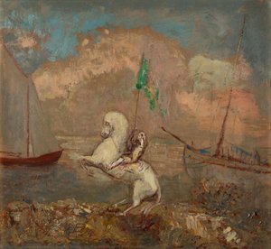 Rider on the Beach with Two Ships