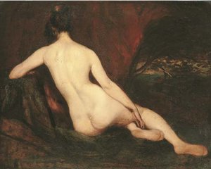 Female Nude, From Behind, Reclining In A Landscape — William Etty, Academic Realism