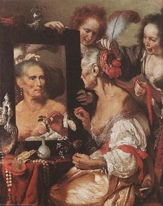 Old Woman At The Mirror — Bernardo Strozzi