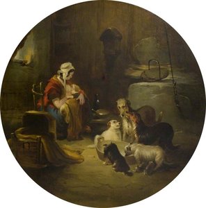 Cottage Interior (after Edwin Henry Landseer) — Jennens Bettridge, Romanticism