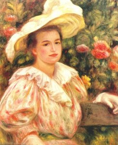 Lady With White Hat — Pierre-auguste Renoir, Impressionism