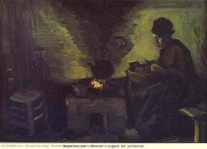 Peasant Woman Near The Hearth — Vincent Willem Van Gogh
