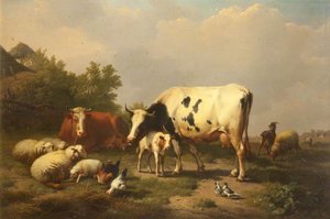 Cattle And Sheep In A Landscape — Eugène Joseph Verboeckhoven