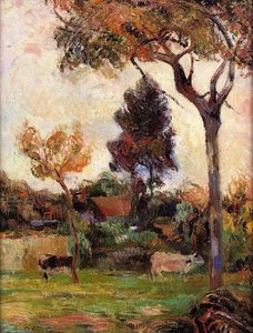 Two Cows In The Meadow — Eugène Henri Paul Gauguin
