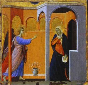Maestó (front, Predella), The Annunciation — Duccio Di Buoninsegna, Gothic Style