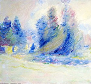 Giverny Trees, Wind, And Snow — Theodore Earl Butler