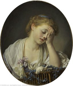 A Girl With A Dead Canary — Jean-baptiste Greuze, Sentimental Romanticism