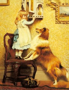 A Little Girl And Her Sheltie — Charles Burton Barber