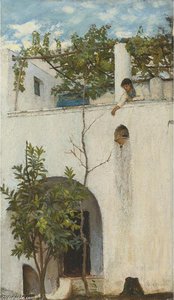 Lady On A Balcony, Capri — John William Waterhouse