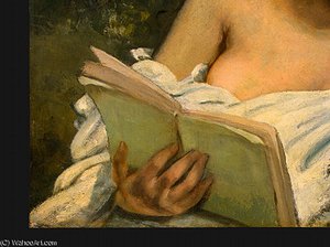 A Young Woman Reading, Detalj 3, Ng Washi — Gustave Courbet, Realism