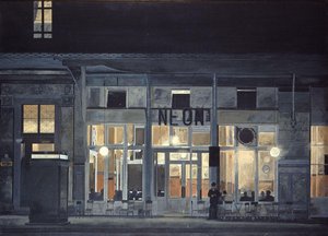Cafe ''neon'' At Night — Yiannis Tsaroychis, Realism