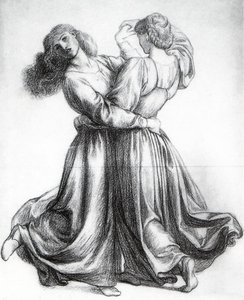 The Bower Meadow Study (study Of Dancing Girls) — Dante Gabriel Rossetti, Pre-raphaelite Brotherhood