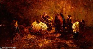 Small Red Women — Adolphe Joseph Thomas Monticelli