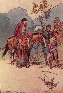 It Was Hund, With His Feet Died Under His Horse, And The Bridle Held By A Man On Each Side — Arthur Rackham