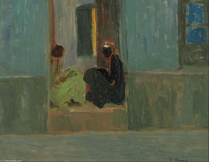 Negras En La Puerta O Negras En Zaguán — Pedro Figari