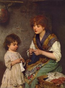 The Knitting Lesson — Eugen Von Blaas