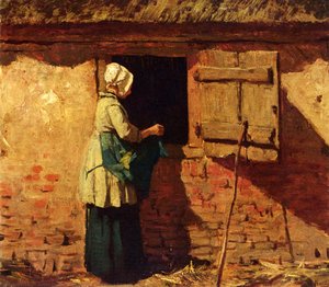A peasant woman by a barn