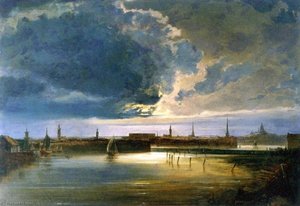 Moonlit View Of Stockholm — Peder Balke
