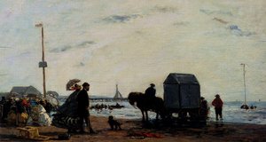 Beach Scene, Trouville — Eugène Louis Boudin, Impressionism