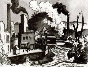 Pulp, Paper And Sawmill Town, West Virginia — Thomas Hart Benton
