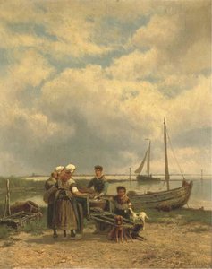 Loading The Catch Onto A Dog-cart — Johannes Hermann Barend Koekkoek
