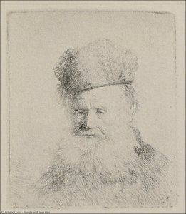 A Man With A Large Beard And A Low Fur Cap — Rembrandt Van Rijn, Dutch Golden Age