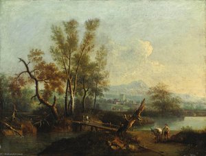Paesaggio fluviale con figure