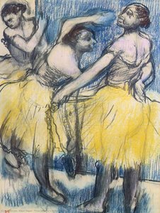 Three Dancers In Yellow Skirts — Edgar Degas, Impressionism