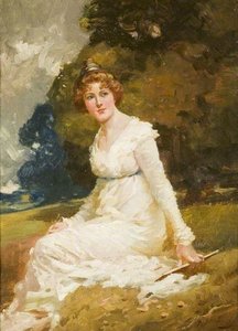 A Lady Seated In A Park — Sir Alfred James Munnings