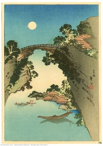 Bridge And The Moon — Katsushika Hokusai, Ukiyo-e