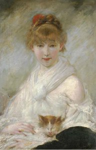 Portrait Of A Lady, Seated Half-length, A Cat On Her Lap — Charles Chaplin