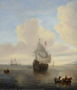Ship's Boats Going Ashore From A Dutch Merchantman — Willem Van Diest, Dutch Golden Age