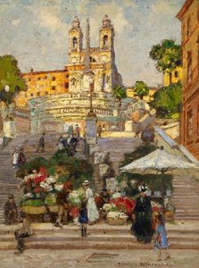 Flower Market At The Spanish Steps In Rome — Heinrich Hermanns