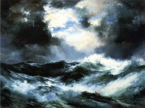 Moonlit Shipwreck At Sea — Thomas Moran