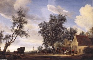 Halt At An Inn — Jacob Salomonsz Ruysdael