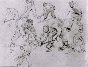 Sheet With Sketches Of Diggers And Other Figures — Vincent Willem Van Gogh, Post-impressionism