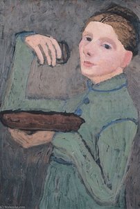 Self-portrait, Holding A Bowl And A Glass — Paula Modersohn-becker