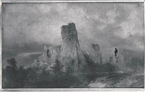 Paysage avec ruines d'un château fort