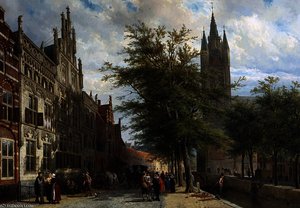 The Gemeenlandshuis And The Old Church — Cornelis Springer