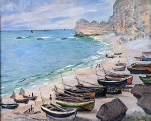 Boats On The Beach At Etretat — Claude Monet, Impressionist Landscape