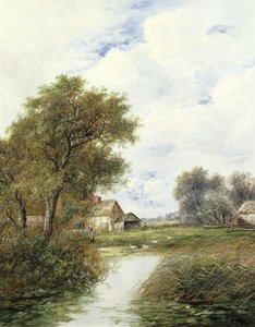 Pond With Ducks And Farmhouse Beyond — Joseph Thors