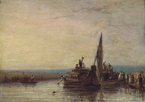 Figures Boarding A Ferry — William Frederick Witherington