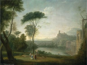 An Extensive Italianate Wooded Landscape — Hendrik Frans Van Lint