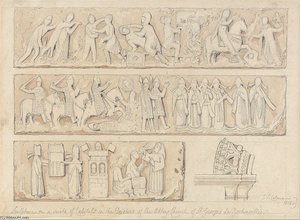 Sculpture On A Suite Of Capitals In The Cloisters Of The Abbey Church Of Saint Georges De Bochervill — John Sell Cotman