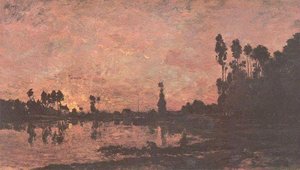 Sunset On The Oise — Charles-françois Daubigny, Impressionism