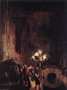 Celebration By Torchlight On The Oude Delft — Egbert Lievensz Van Der Poel